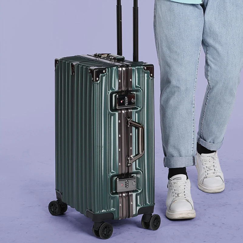 Wholesale Aluminum Frame Travel Trolley Luggage Large Capacity Retro 20 Inch Universal Wheels Boarding Suitcase Package Trunk