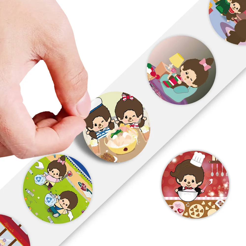 

500pcs Mengqiqi Stickers for Toy Game Sticker DIY Gift Sealing Label Decoration Roll Stickers Small Cute Children's Day Gif