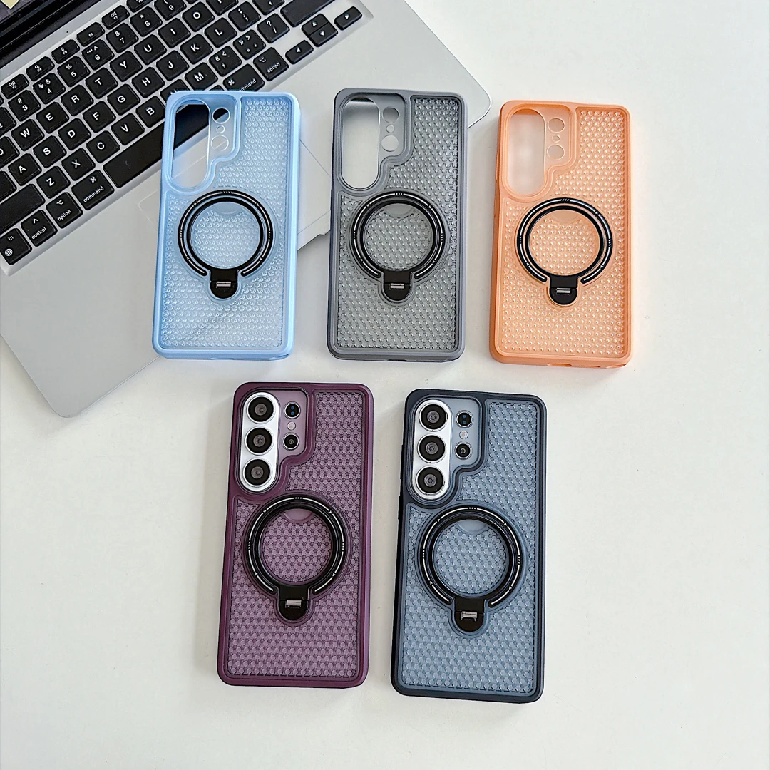 360 Rotating Bracket Stand Heat Dissipation Case For Samsung Galaxy S26 S25 S24 Ultra A57 A37 A18 Magnetic Wireless Charge Cover