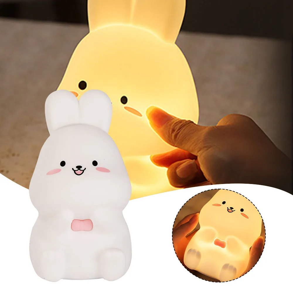 Cartoon Colorful Bunny Night Light Personalized Timerable Desk Night Light For Bedroom Children Room