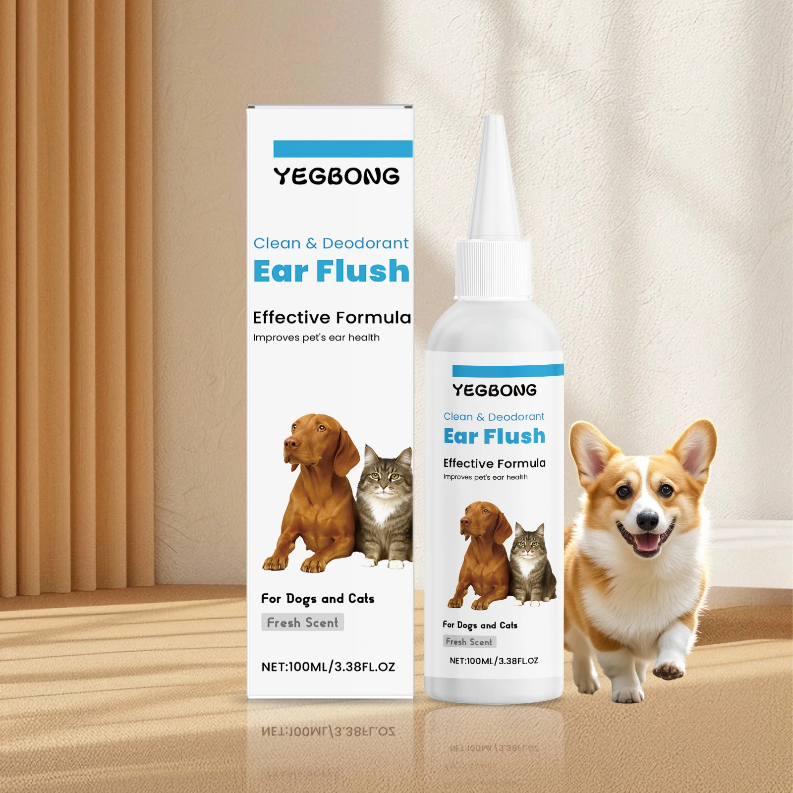 Cat Dog Ear Cleanser Relieve Discomfort Remove Ear Mite Dirt for Odor Control Itch Relief Pet Ear Care Cleaning Products 100ml