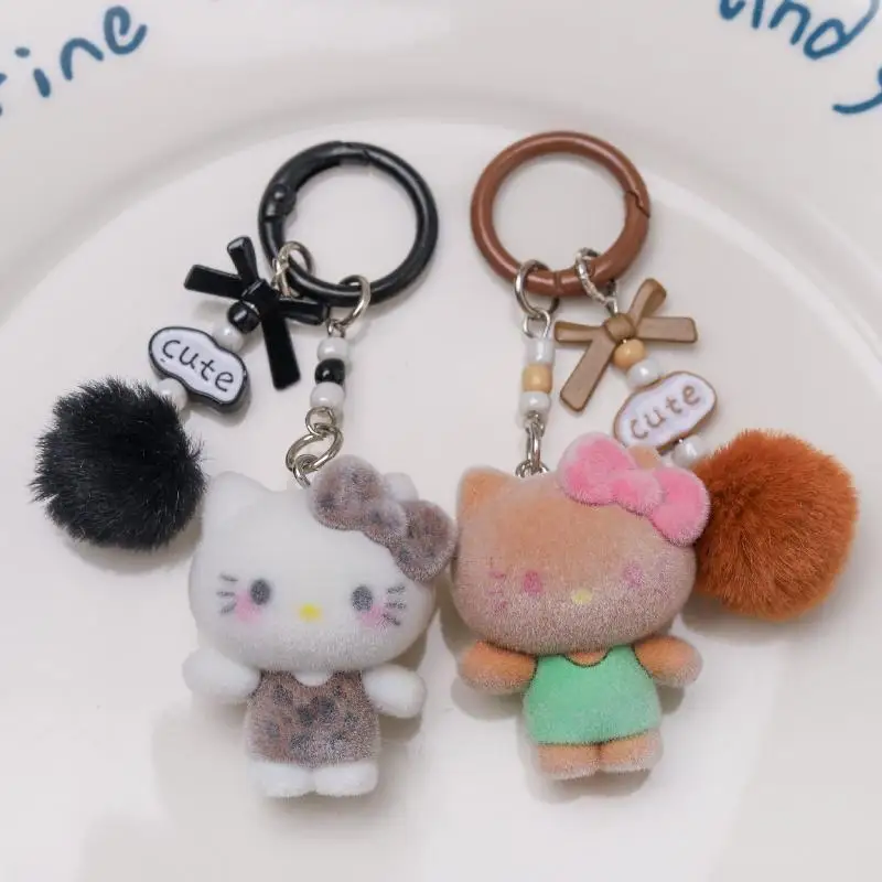 

For Bags Keyrings Pendant Charms Sanrio Cartoon Resin Flocking Kitty Keychain Moible Phone Backpack Hanging Keychain