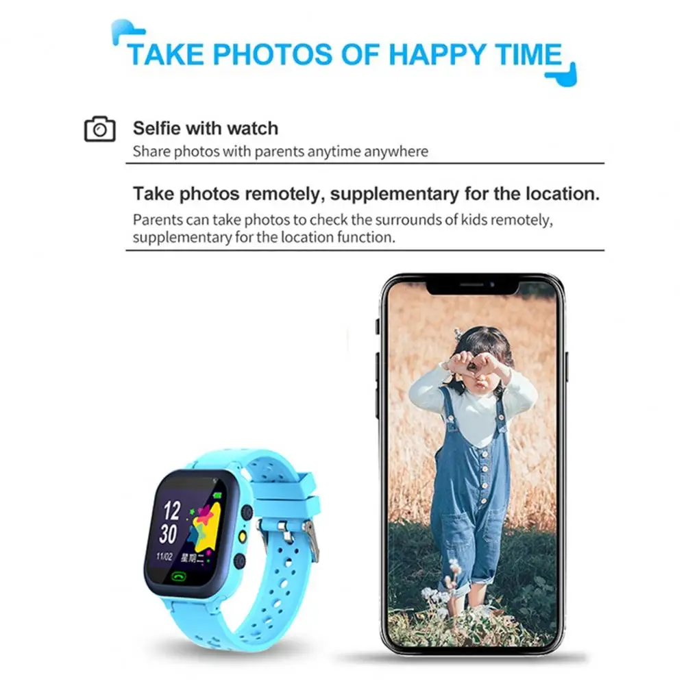 أطفال SmartWatch 2G Talk الهاتف مقاوم للماء النشاط المقتفي مشغل موسيقى SOS مكالمة الطوارئ تتبع الموقع إنذار الساعات الذكية