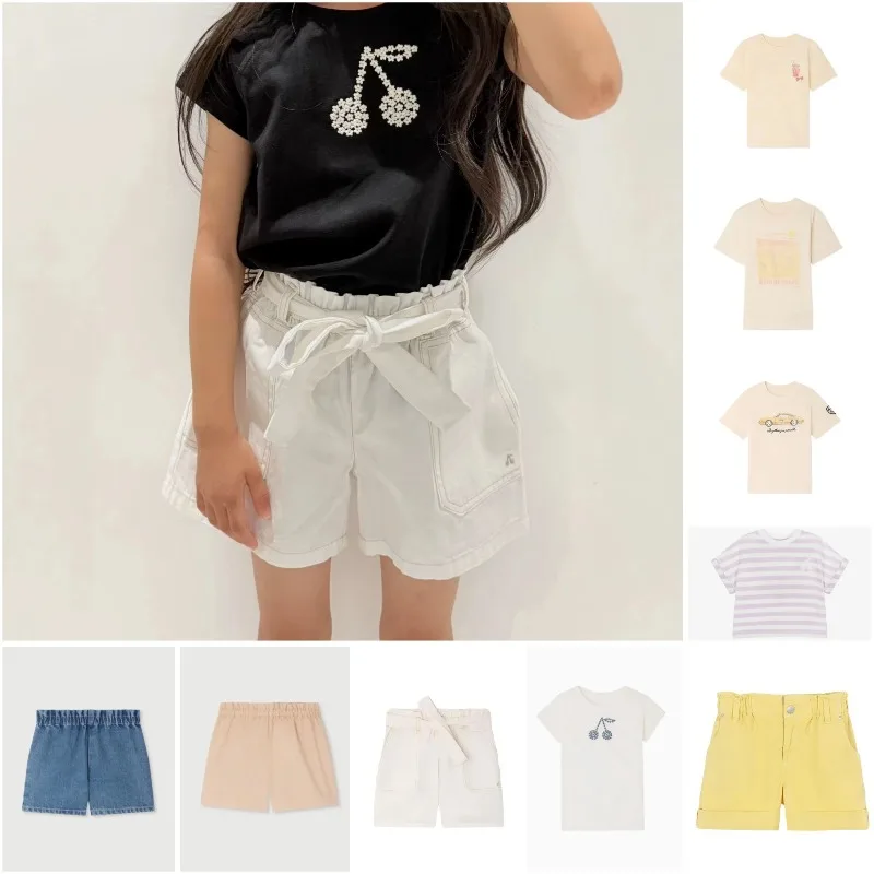 2026 SSr Kids' 100% Cotton Short Sleeve T-Shirts Cute Cartoon Embroidery & Print Crewneck Solid & Casual Tops for Girls
