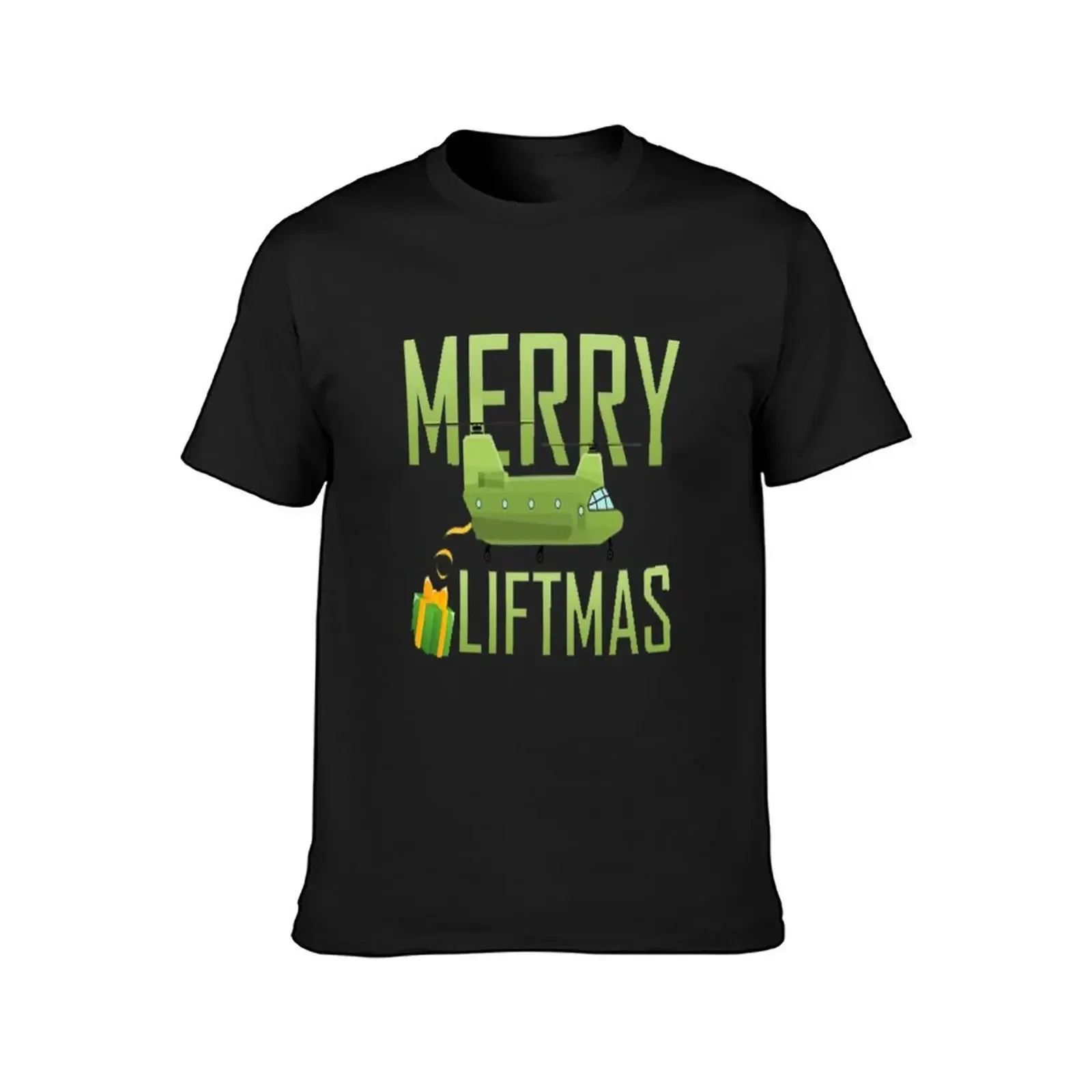 Merry Liftmas Chinook Helicopter T-Shirt heavyweights tops customs mens plain t shirts