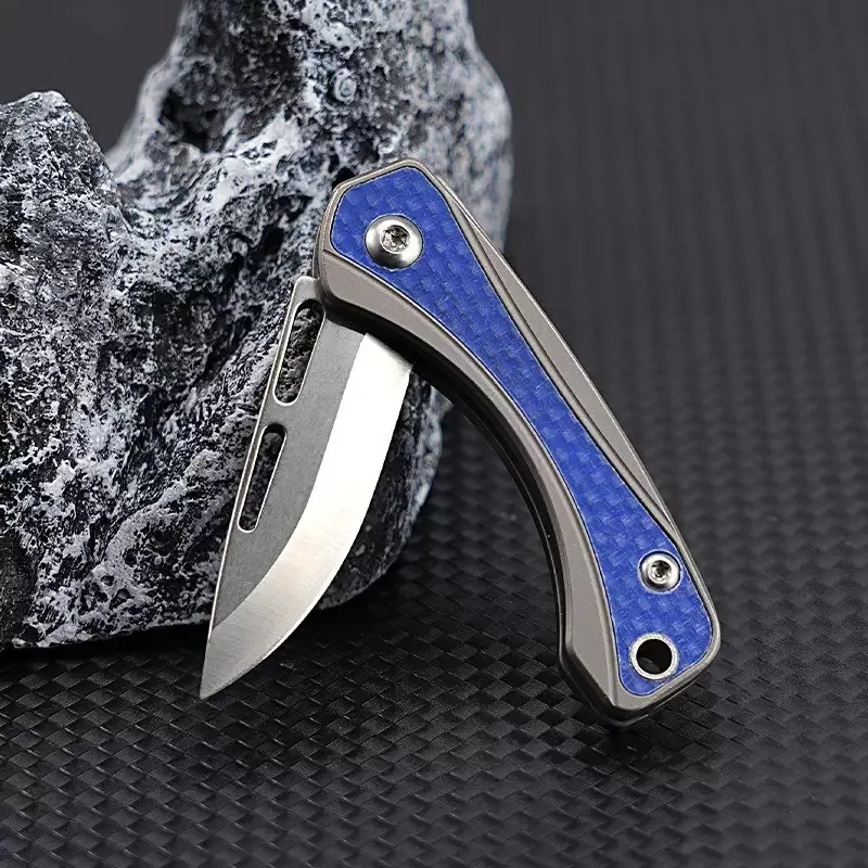 Nuovo mini coltello pieghevole portatile D2 Lama in lega di titanio Maniglia Tasca Sopravvivenza Tattica di caccia Utilità Coltelli da frutta Strumento EDC