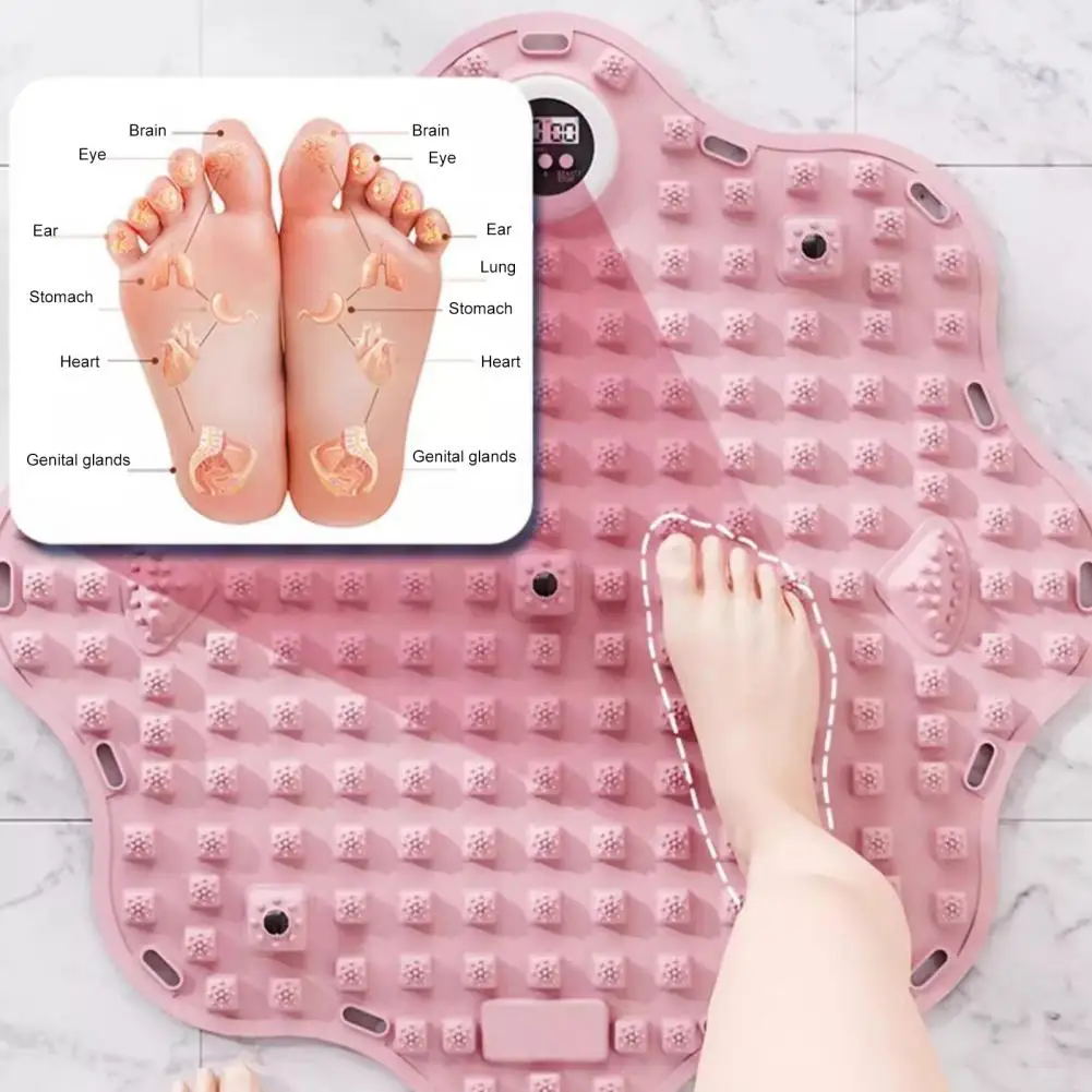 Foot Massager Mat With Timer For Feet Pain Relief, Pressure Point Pad Foot Relaxation Non-slip Anti-fatigue Walk Stone