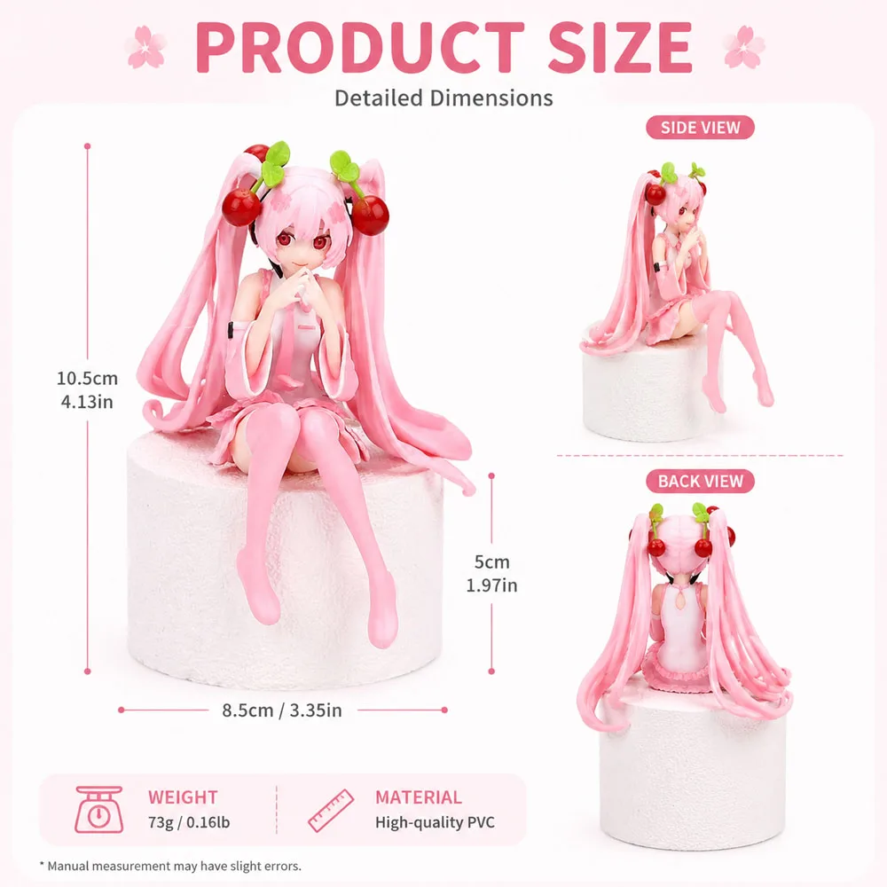 Hatsune Miku Anime Character Sitting Pink Dress PVC Dynamic Doll Model Toy Cherry Flower Decoration Handmade Collection Gift image 6