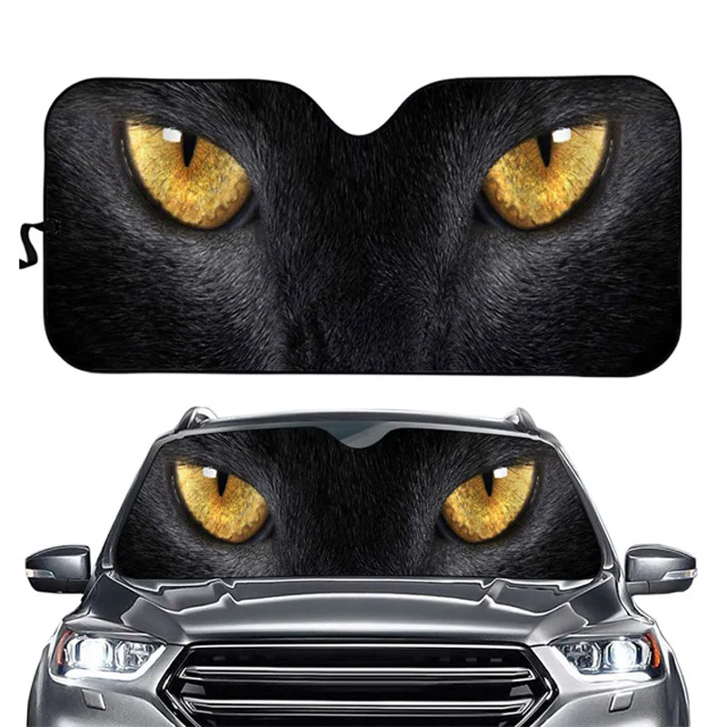 

Cute 3d Black Cat Printed Car Sunshade Window Curtain Shade Sun Protector Windshield Visor Cover Foldable Car Uv Protection