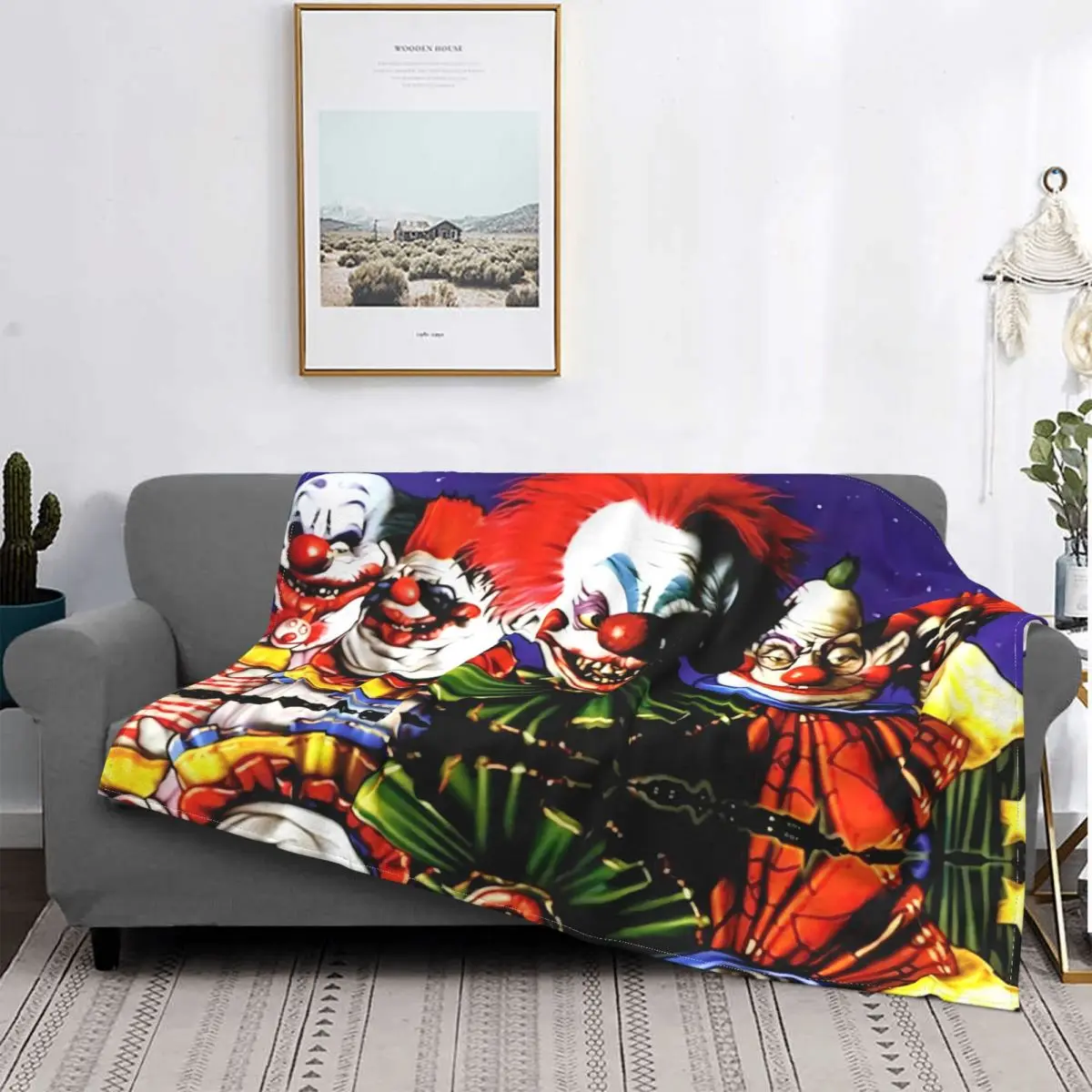 Hip Hop Blanket Killer Klowns From Outer Space Film Fleece Flannel Lightweight Plaid Throw Blankets For Bedding Bedspread