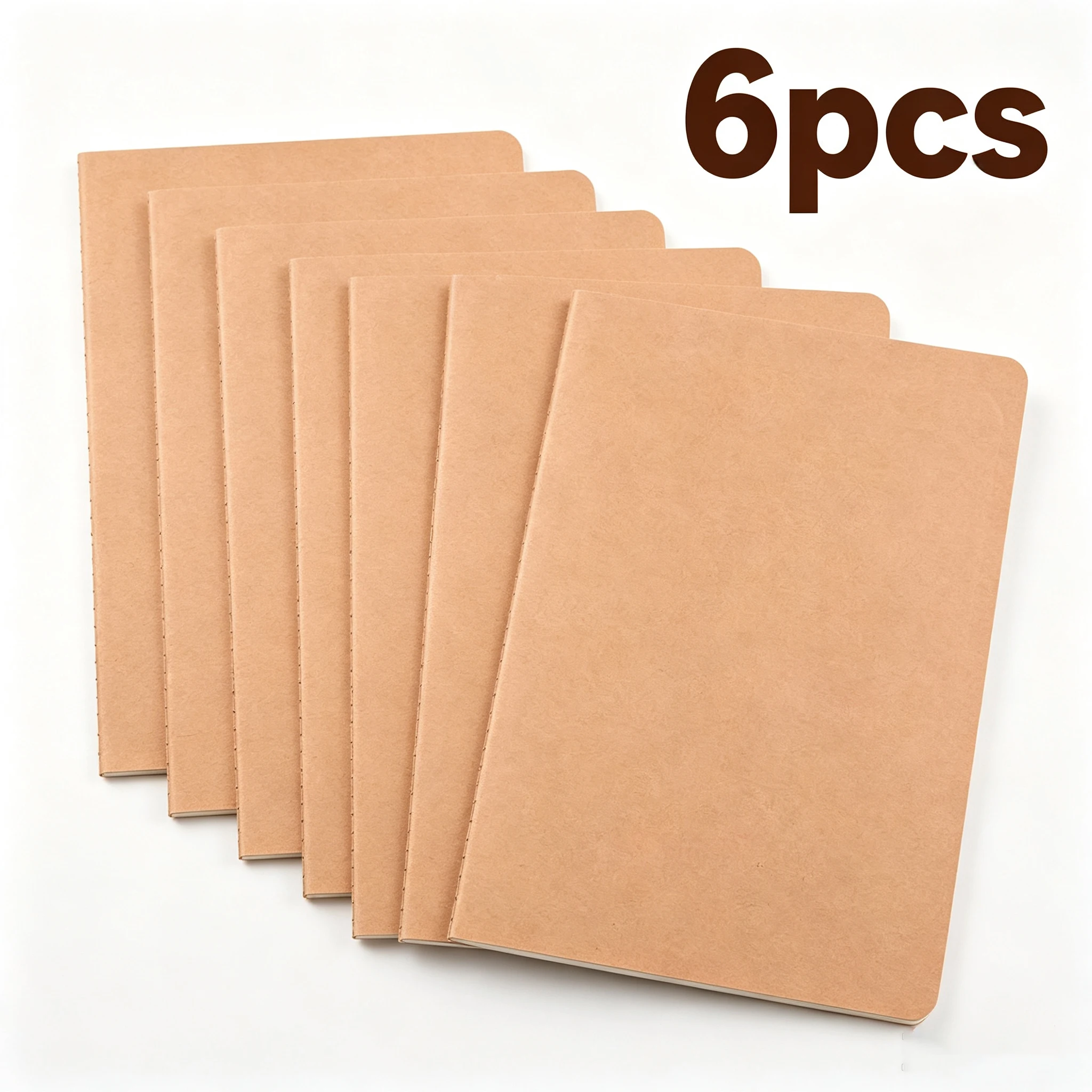 6-cadernos-a5-com-paginas-pautadas-capa-kraft-marrom-60-paginas-83-×55-diario-de-viagem-para-estudantes-e-trabalho