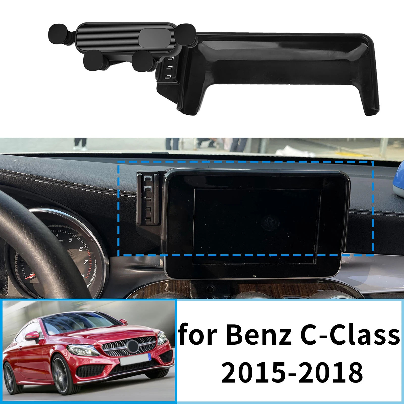

fit for Mercedes-Benz C-Class 2015-2018 (7.0in) W205 Stable Clip-On Phone Holder​​ Mount Screen Base No Vibration​ accessoires