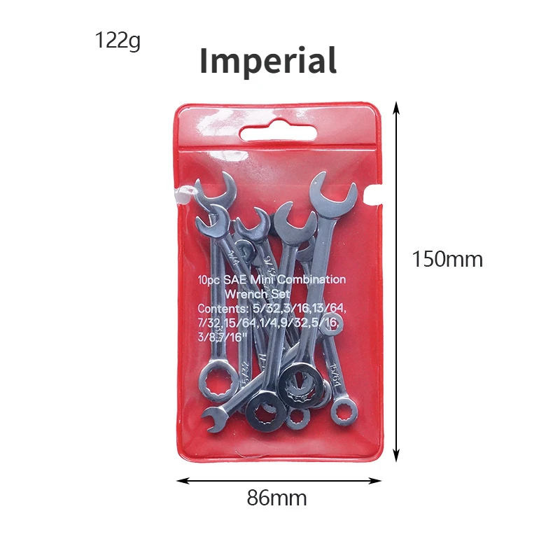 10pcs Mini Spanner Wrenches Set Hand Tool Key Ring Spanner Explosion-proof Pocket British/Metric Type Wrenches