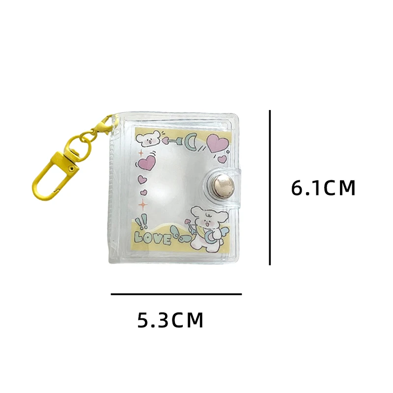 New 1/2-inch Holder Pockets Photo Transparent DIY Mini Photo Album Keychain Portable Certificate Photo Storage Portable Key Ring