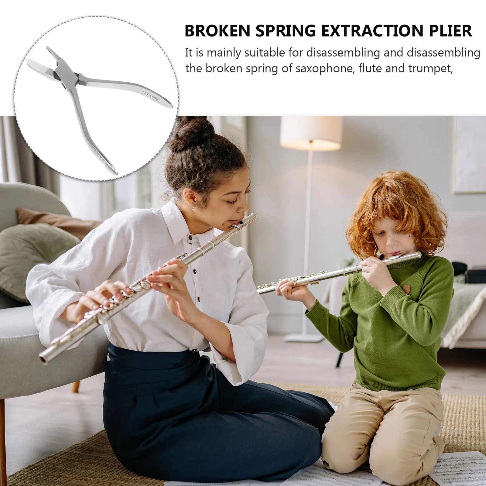 

Broken Spring Removal Pliers Musical Instrument Repair Tool Trumpet Tools Flute Saxophone 301 Stainless Steel Repairing