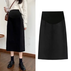 Summer Thin Drappy OL Youth Maternity Skirts Back Splits A Line Loose Belly Clothes for Pregnant Women Casual Pregnancy