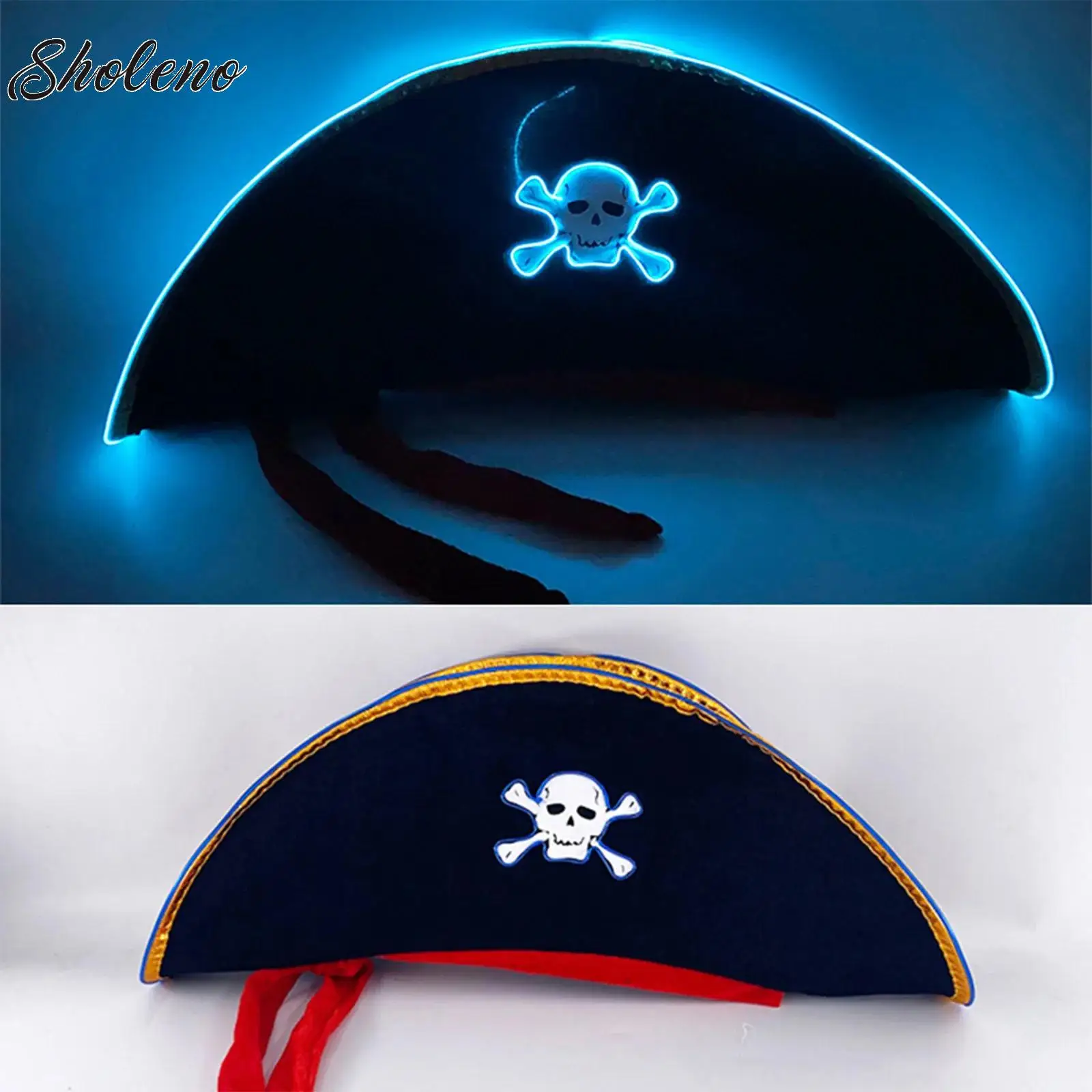 

2025 Hot Adult Skull Pattern Pirate Hat Novelty Captain Cap Cosplay Props Masquerade Pirate Cos Costumes Accessories