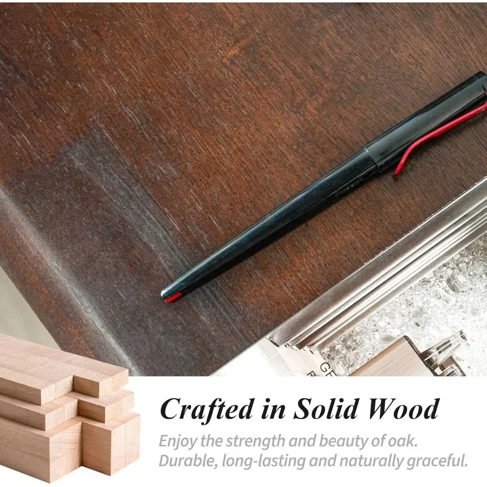 47.2x27.6x13.6 Inches Computer Desk for Small Spaces, Oak Study Table, Mid Century Modern Solid Wood Writing