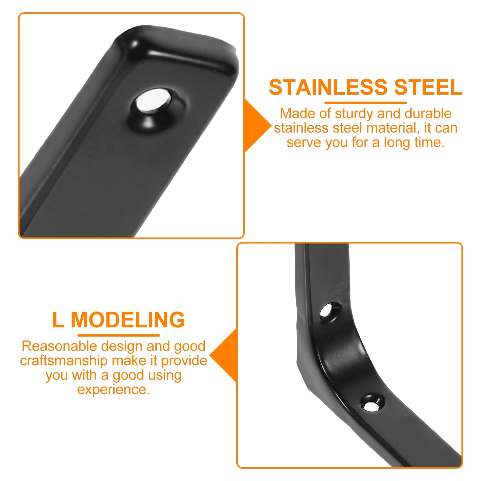 

4pcs Wall L-shaped Duty Stainless Steel Wall Shelf Fixator Shelf Fixing Brackets Bracket Black White Finish Storage Display DIY