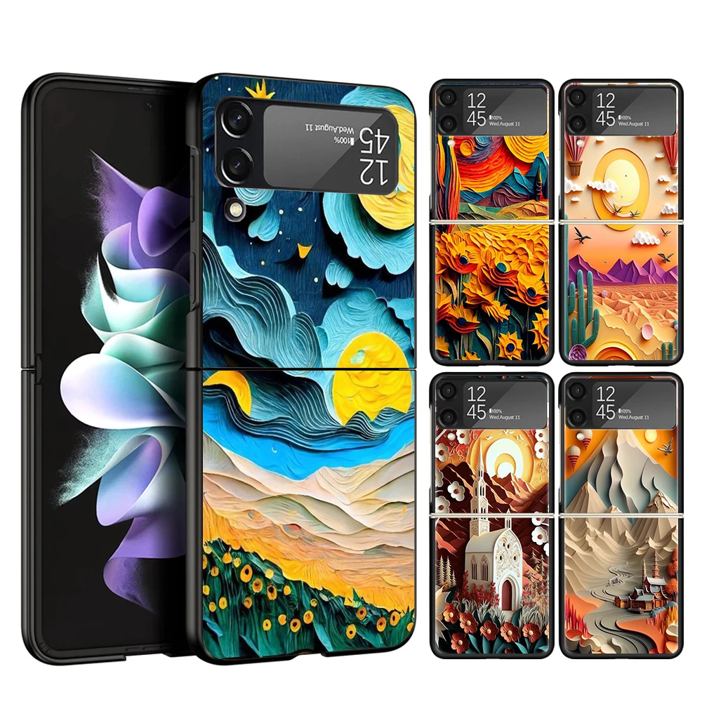 Natural Trees in Mountain Ranges Cover Phone Case For Samsung Galaxy Z Flip 6 5 4 3 5G Flip6 Flip5 Flip4 Flip3 Black Hard Fundas