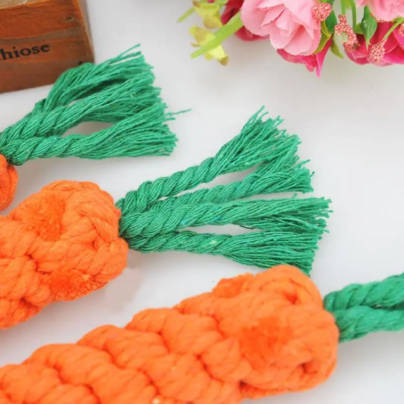 Dog Chew Toys Cartoon Carrot Shape Cotton Rope Bite-proof Pet Teeth Grinding Cleaning Toys Pet Outdoor Training Supplies