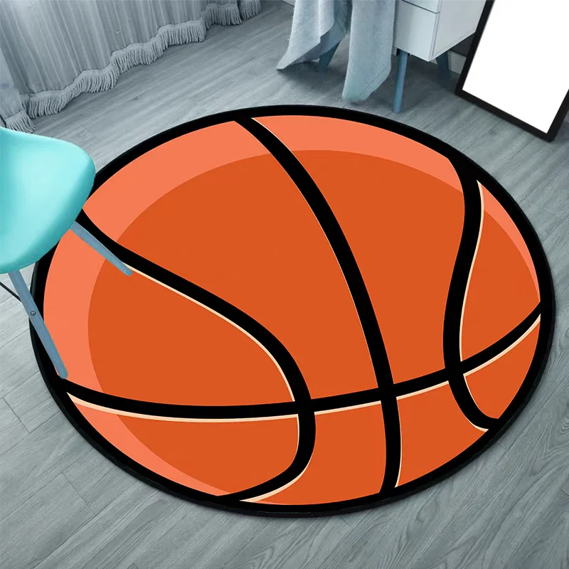 

Basketball Round Bedroom Carpet Cute Cartoon Floor Chair Mat Rocking Chair Mat Resistant Bedside Blanket Mat Home Decoration