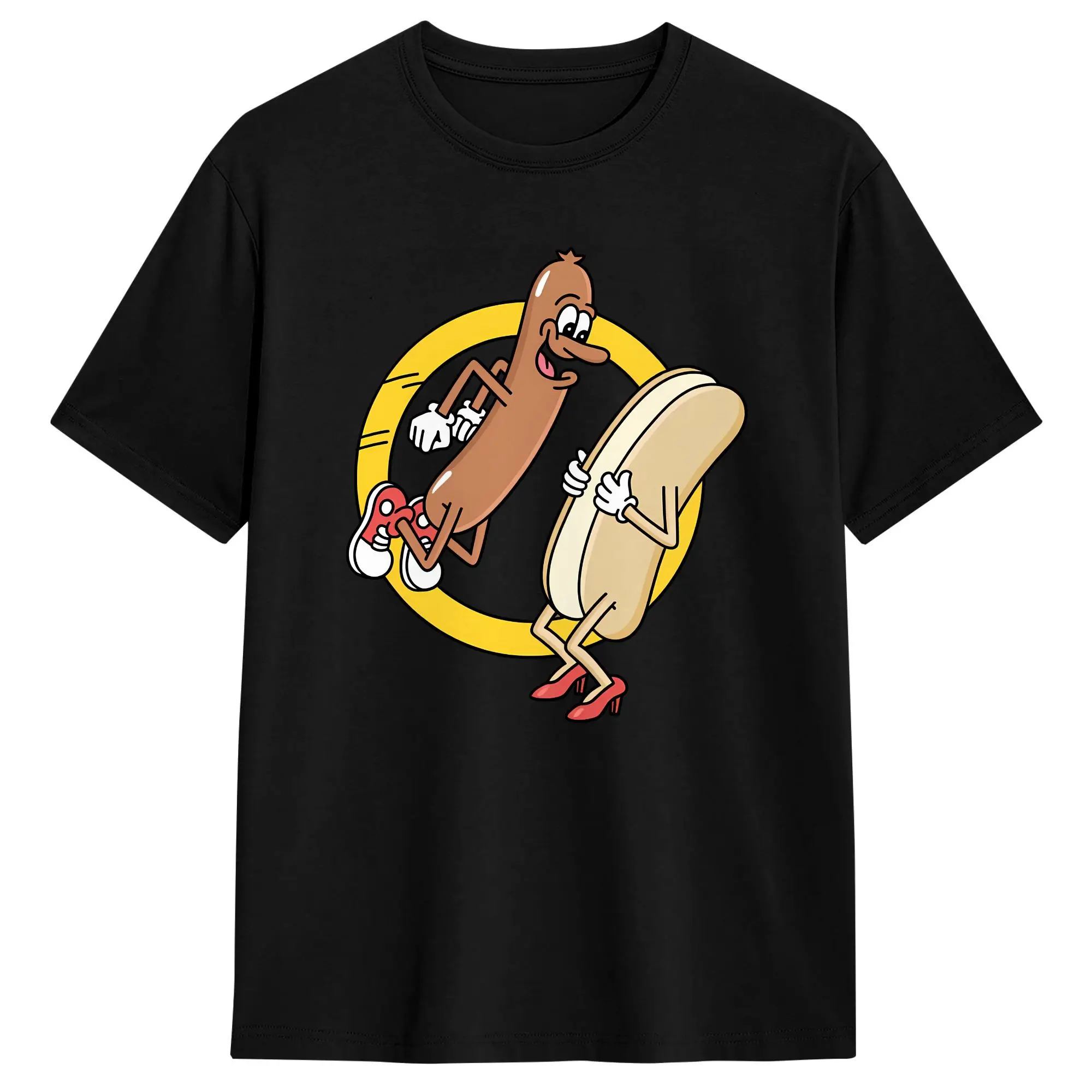 Hot Dog Jumping Into Bun Sausage BBQ Cotton T Shirt For Adult Summer  Aesthetic T-Shirts O-Neck Harajuku Tee Shirt Oversize Tops