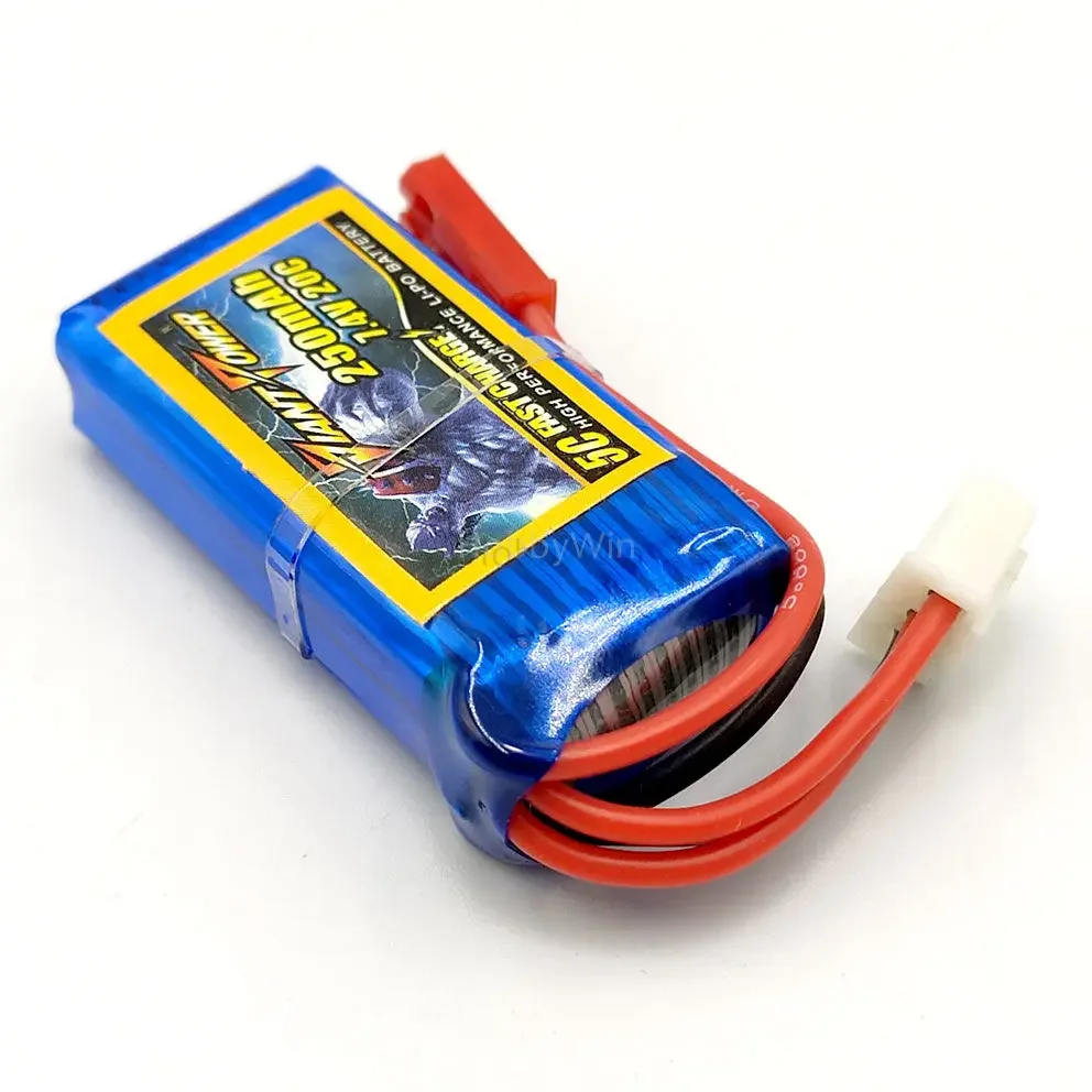 7.4V 2S 250mAh 20C high durable performance LiPO Battery JST plug for micro size airplane helicopter FPV Drone