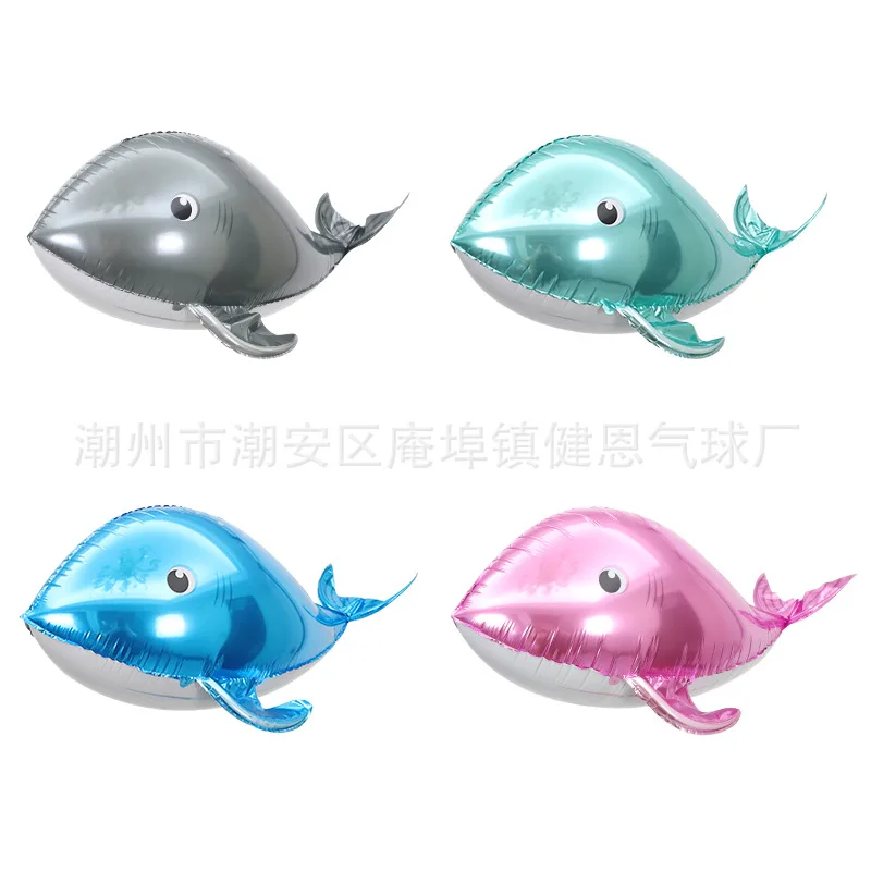 Three-dimensional floating whale animal aluminum film 4D balloon stall birthday theme party children's kite helium balloon