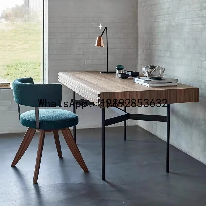 

minimalist black walnut desk writing desk Nordic solid wood Italian minimalist desk