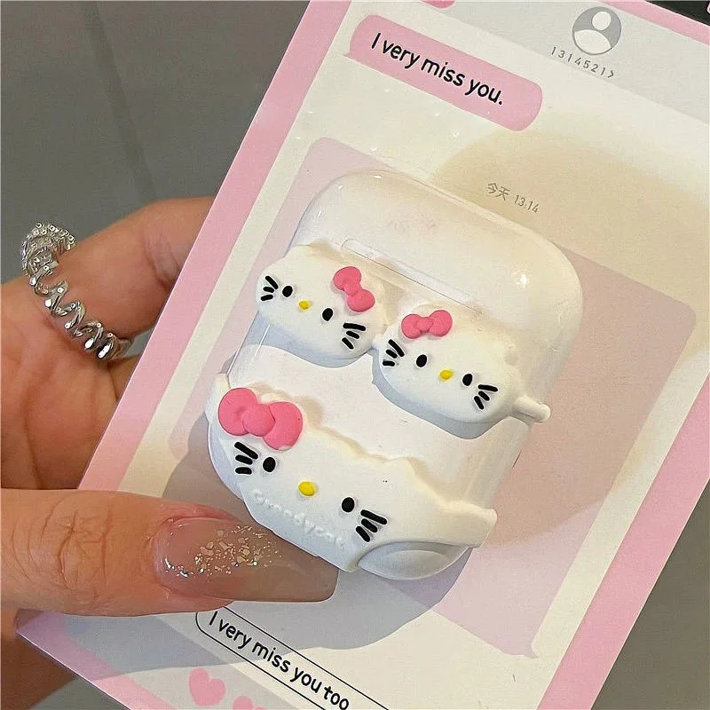 Miniso Hello Kittys Bikini AirPods Case Kawaii Anime  Airpods 1 2 3 Pro Silica Gel Creative Apple Earphone Cases Toys Girl Gifts