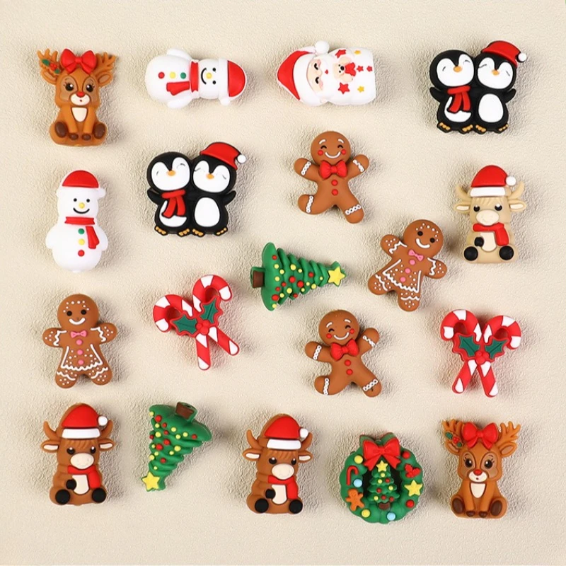 20/50Pcs New 3D Christmas Silicone Beads Food Grade Cartoon Silicone Beads For Jewelry Making DIY Pen KeyChain Accessories