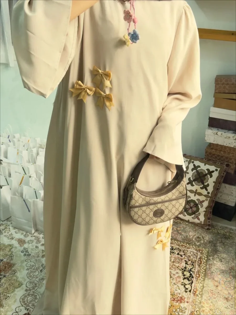 

Ид Женское Платье Мусульманская Абая Лук Свободная Вечеринка Рамадан Длинные Платья Абая Vestidos Largos Кафтан Арабский Длинный Халат Марокко Кафтан