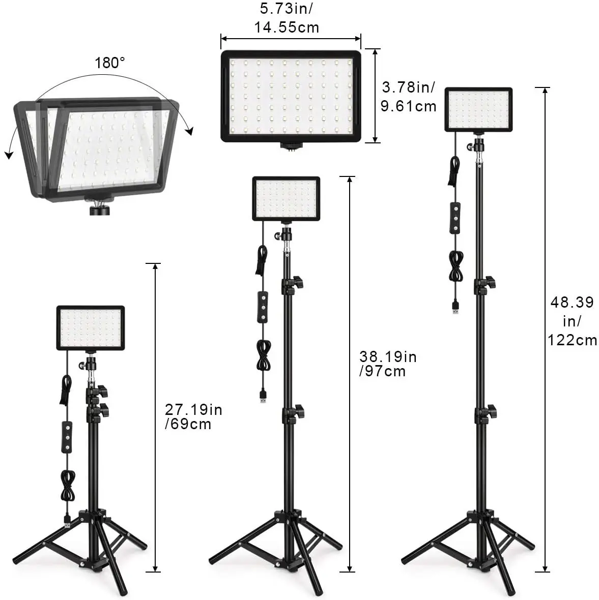 LED Photography Video Lighting Panel Kit USB Light With Mini Adjustable Tripod Stand RGB Color Filters For Photo Studio Shooting