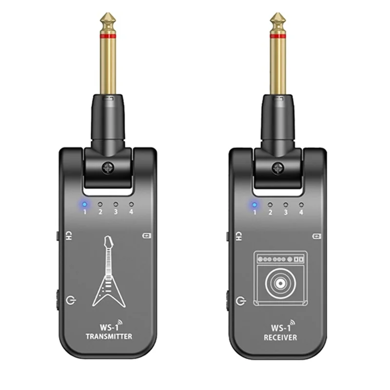 

【Shop Now】2.4G Wireless Guitar Transmitter Receiver Guitar System 48K/24Bit Real-Time Transmission Rotatable Plug For Guitars