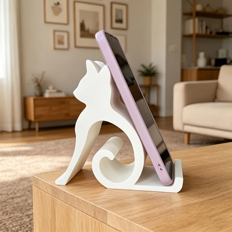 Novo Suporte para Celular em Formato de Gato, Adequado para Todos os Celulares, Tablets, Camas, Escritórios, Veículos, Animais de Estimação Fofos e Enfeites de Mesa