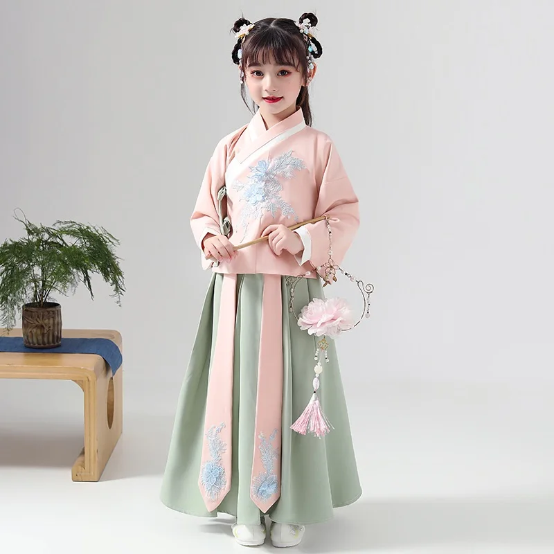 

Han Fu Girls Ancient Costume Chinese Style Super Fairy Long Sleeved Shirt Skirt Tang Suit