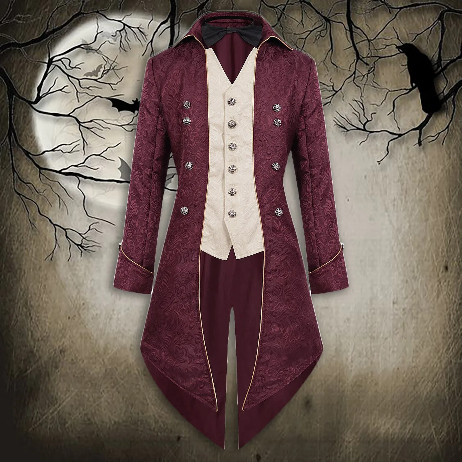 Men's Steampunk Victorian Jacket Gothic Medieval Vintage Tuxedo Mid-Length Phnom Penh Cosplay Costume Trench Coat Jacket 2024