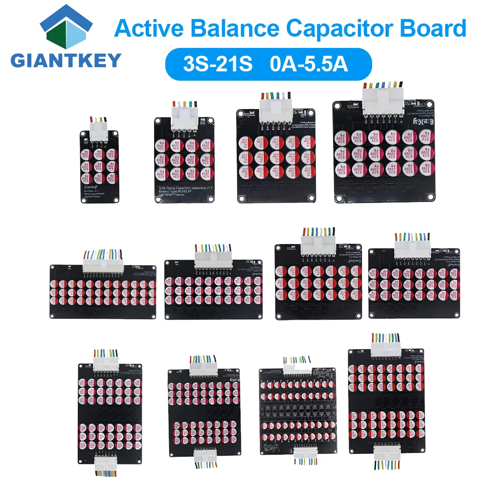 GIANTKEY Balanser indukcyjny Liion LiFepo4 LTO 4S 8S 16S bms Aktywny balans prądu 0,1-6A 40A 50A 60A 80A 90A100A 120A 200A 300A