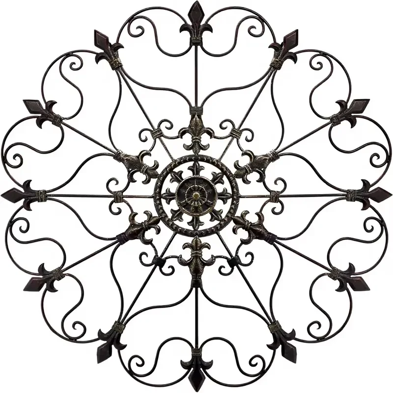 Yun&Lin Crafts Round Metal Solid Medallion Hand-painted Christmas Wall Art 30x30 Indoor/Outdoor Vintage Holiday Decor