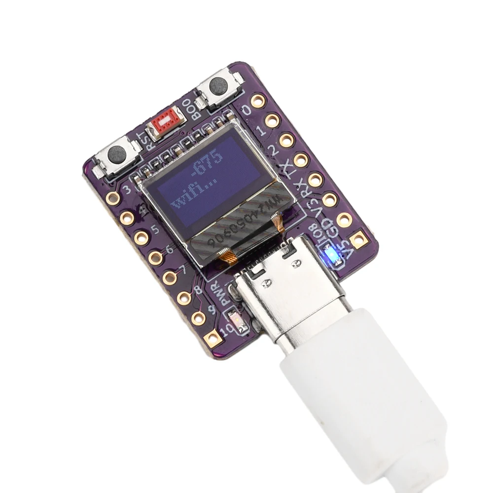 لوحة عرض بضوء أبيض OLED ، واي فاي ، تطوير بلوتوث ، نوع-C ، ESP32C3 ، في