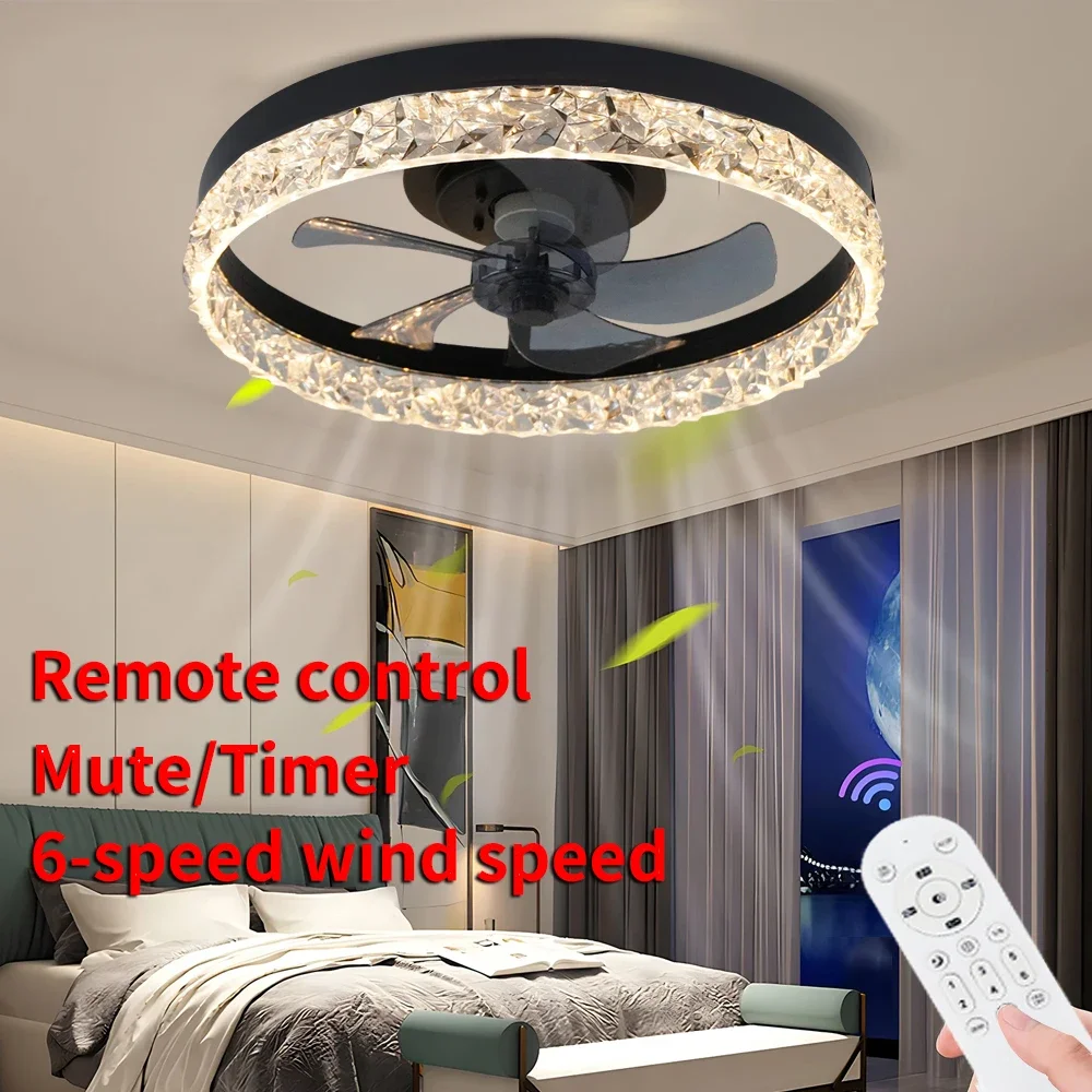 

50cm Modern Intelligent LED Ceiling Fan Light, Bedroom, Living Room, Silent DC Motor, Dimmable Fan Light Remote Control Lighting