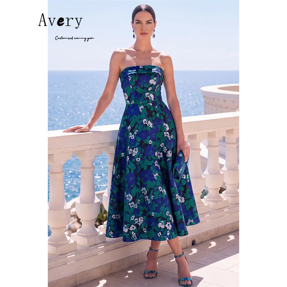 Avery Maßgeschneidertes Schulterfreies A-Linien-Abendkleid mit Blumen, Elegante Partykleider für Damen, Luxuriöses Gala-Kleid 2026 für Frauen