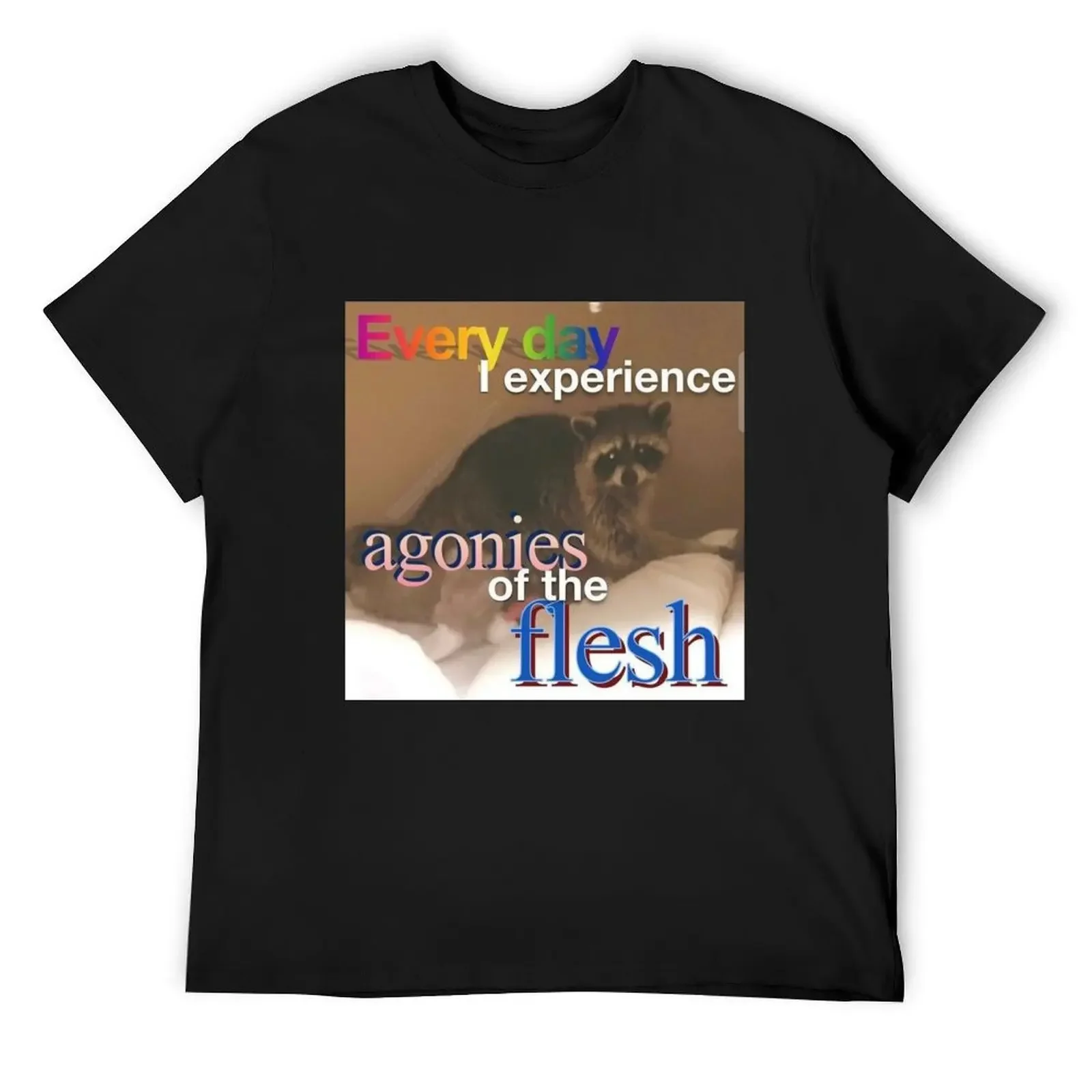 Racoon Meme: Every Day I Experience Agonies of the Flesh T-Shirt Personalized t-shirt boys animal print plain men workout shirt