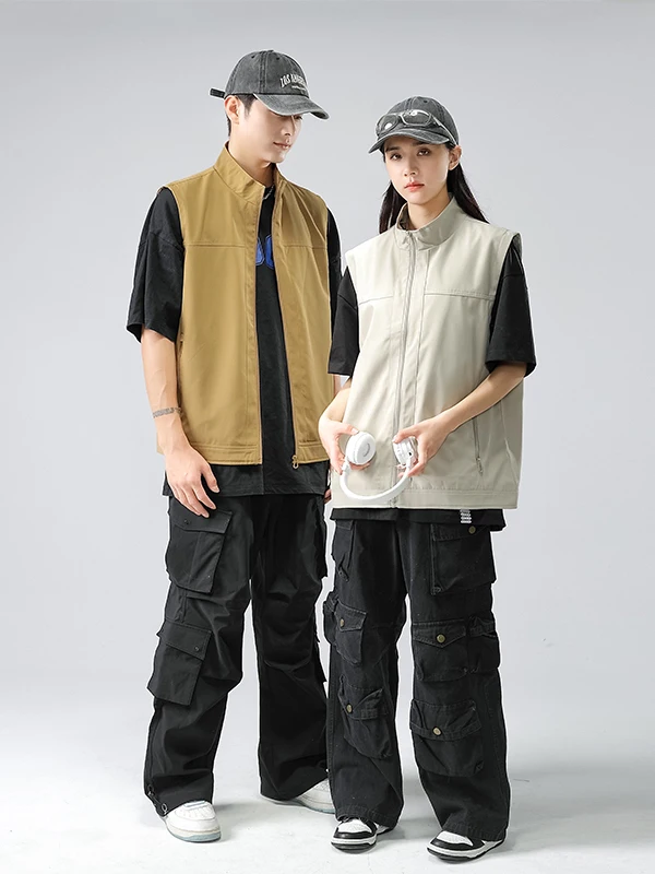 

Мужской уличный жилет для активного отдыха Весна-Осень 2025: Новая модная модель с комбинированными вставками для горного туризма и рыбалки, из полиэстера и нейлона.