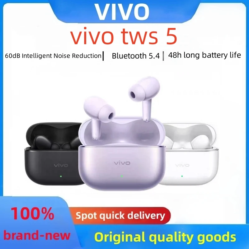 Nouveau vivo TWS 5 v�ritable casque sans fil Bluetooth � r�duction active du bruit casque intra-auriculaire Hi-Fi longue dur�e de vie de la batterie original.