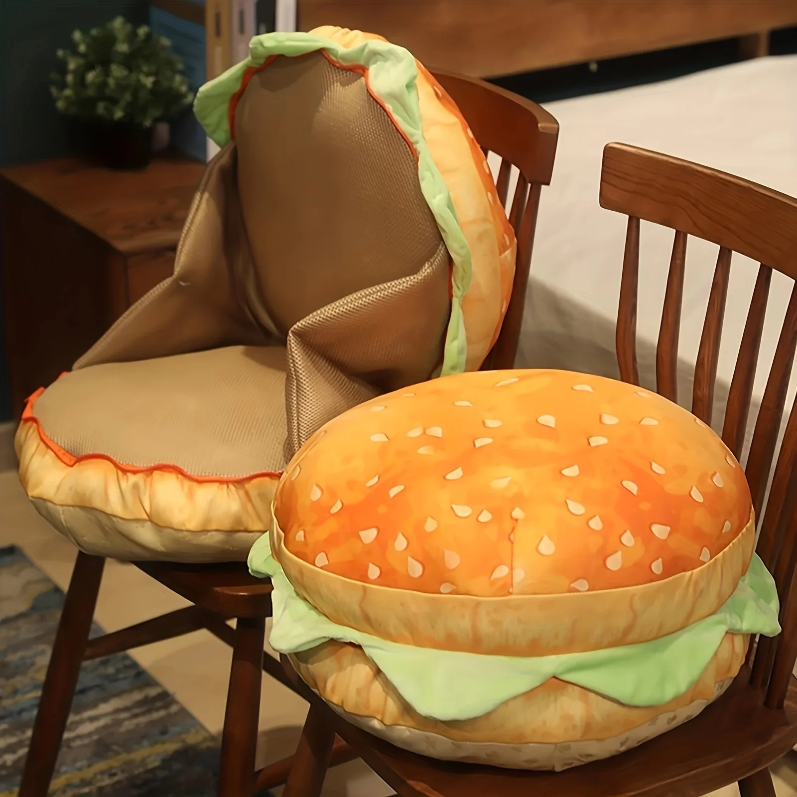 Classic Shaped - Office Chair Cushion Pillow, Burger Plush Pillow As A Gift For Friends And Family