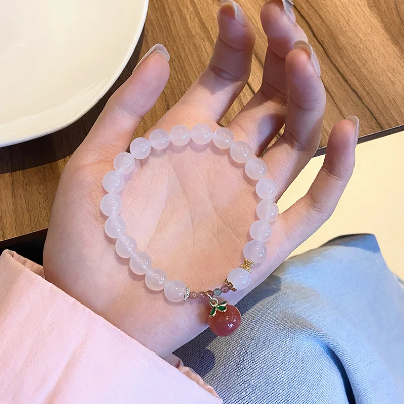 Super Fairy Soft Glutinous Mori Style Lychee Jelly Female Yanyuan Agate Peach Pendant Bracelet Girlfriend Gifts