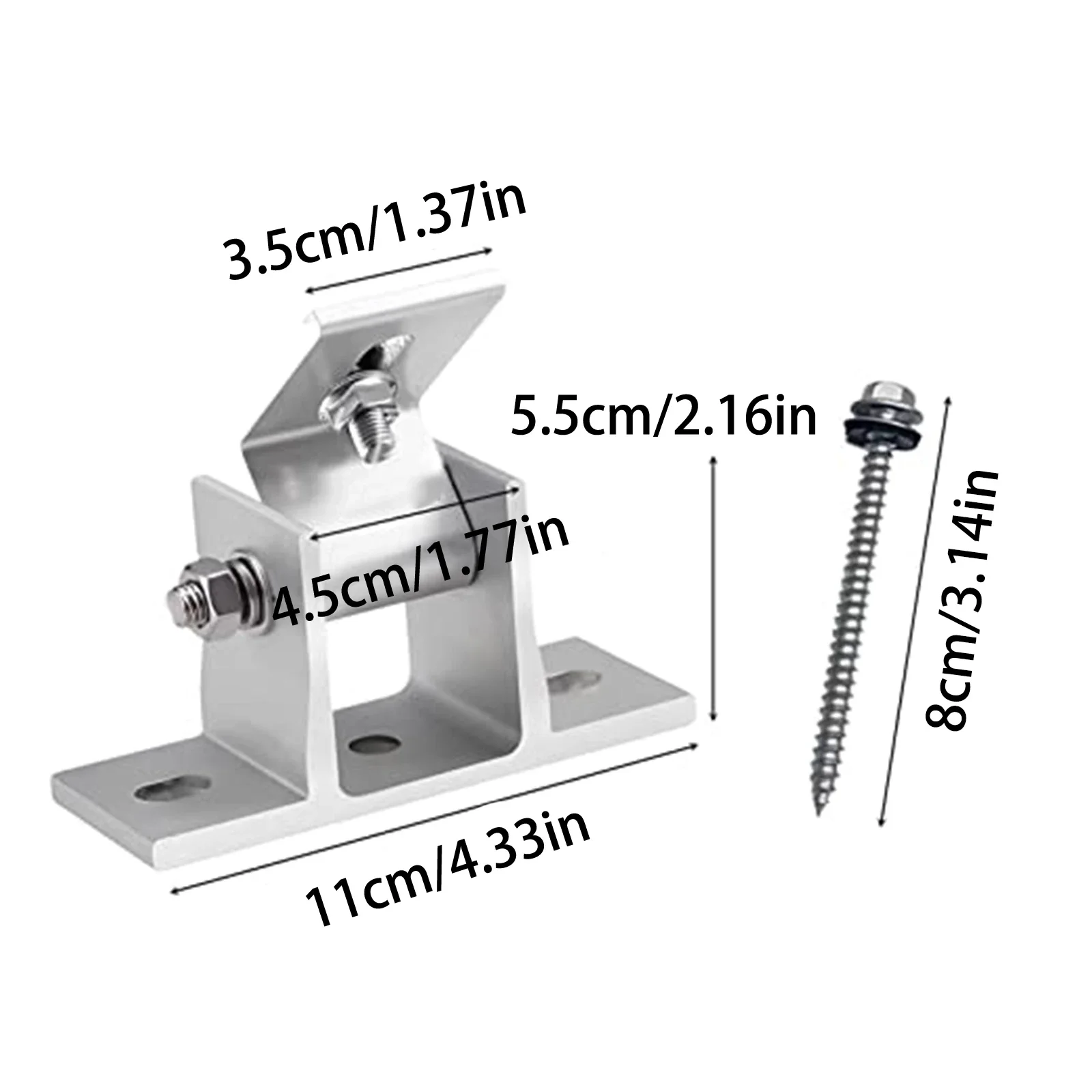 Paquete de soporte de Panel Solar, espaciadores de pies de soporte ajustable de aluminio de acero inoxidable, juego de tornillos de enchufe hexagonal, 13 × 11 × 7 Cm