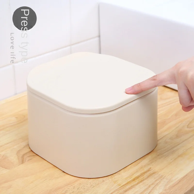 

Desktop press-type elastic cover Nordic small trash can small covered lazy living room table mini desk coffee table exquisite